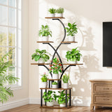 A Single Indoor Plant Stand with a Growth Light, an 8-Tier Tall Corner Storage Rack, a 157.7Cm Multifunctional Metal Display Shelf Suitable for Plants, Books, And Ornaments, a Curved Design Shelving Unit Ideal for Living Room