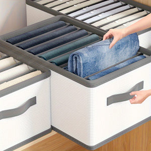 1pc Foldable Drawer Storage Basket with Grids - Durable Nylon Organizer for Leggings, Clothes, Underwear, Towels - Space-Saving Design with Easy-Carry Handles - Ideal for Home, Dorm, Bedroom, Closet, Clothes Organizer Storage