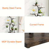 8-Tier Indoor Plant Stand with Sturdy Wood Top & Sturdy Metal Frame - 8-Tier Vertical Space-Saving Flower Shelf, Irregular Shape Design for Potted Plants, Houseplants, Balcony, Living Room, Office - Modern Farmhouse Style Dis