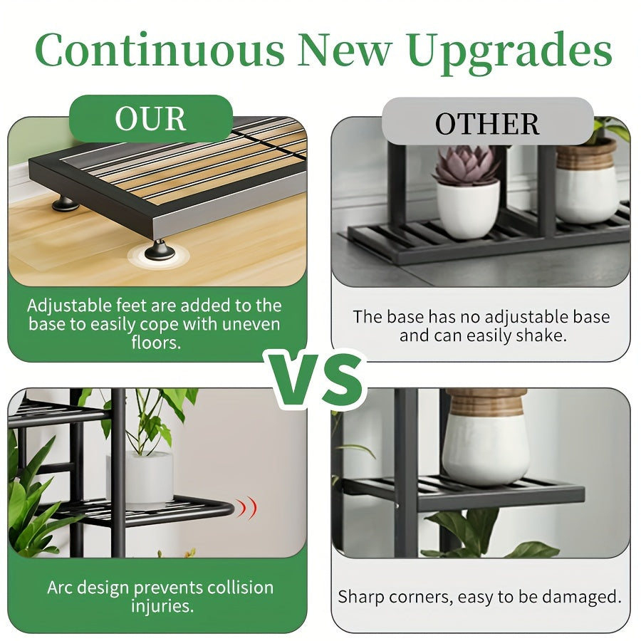 1 supporto per piante in metallo nero lucido Youngsters - Versatile portavasi per interni ed esterni a 4/5/6/7/8 livelli, resistente scaffalatura multistrato per patio, giardino, angolo, balcone, arredamento per soggiorno - Non richiede montaggio