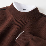Maglione da uomo in maglia jacquard a triangolo invertito con collo alto