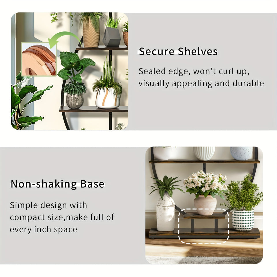 Supporto per piante a forma di vaso, struttura in metallo, per interni, a 5 ripiani, con gancio per appendere, espositore per fioriere multiple, per la decorazione di casa, soggiorno, balcone