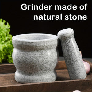 Marble Mortar Set, Drum-Shaped Retro Marble Grinder, Manual Garlic Press, Stone Mortar for Crushing Garlic, Suitable for Grinding Grains, Spices, And Medications., Professional Small Kitchen Unit, Handmade, Natural, Date-code