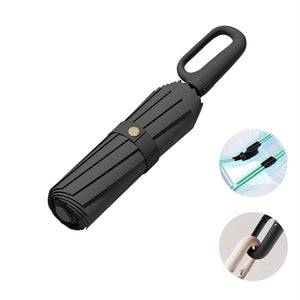 Ombrello portatile con gancio | Ombrello da viaggio compatto, mini ombrello leggero, colori stampati e a tinta unita, da portare tutti i giorni, pieghevole, apertura automatica, 8 stecche, tessuto Pongee 190T, manico in lega di ferro