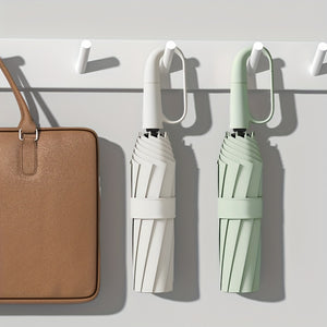 Automatic Umbrella with 10-Rib Windproof Design & UPF50+ - Dual-Tone Black/Mint Green Loop Buckle Closure, 3-Knee & 1-Elbow Reinforced, Compact Foldable Travel Umbrella for Men & Women, Umbrella Heavy Duty Windproof, Outdoor