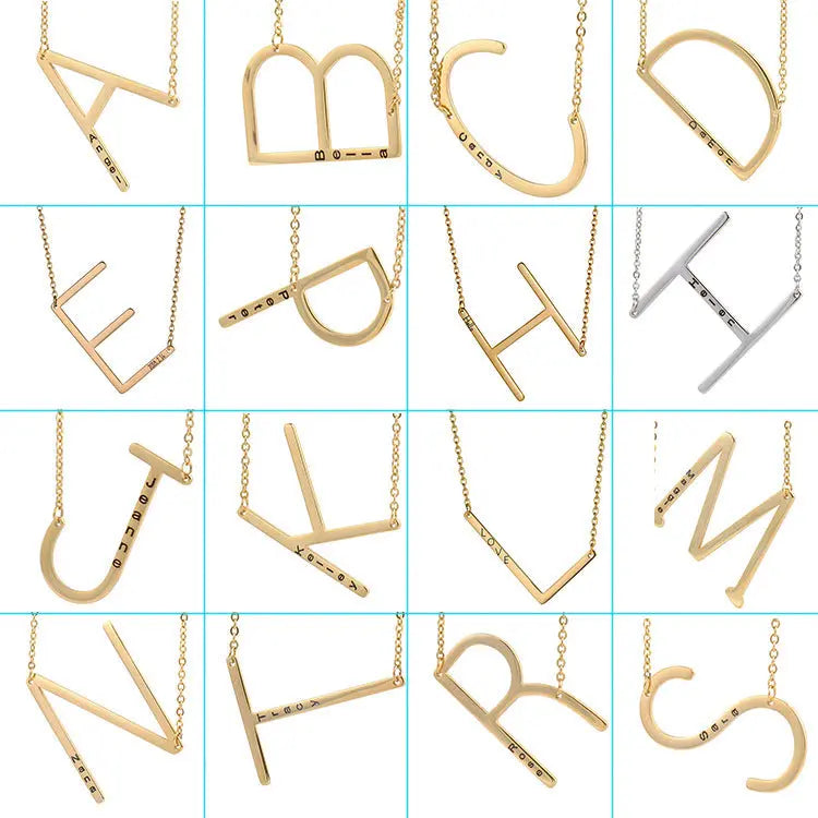 Collana con ciondolo a forma di lettera inglese in acciaio al titanio europeo da 26 pollici - Collana con ciondolo a forma di lettera