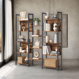 Libreria, scaffale portaoggetti con 14 ripiani, struttura in metallo, soggiorno, ufficio, stile industriale, 24 x 158 x 166 cm