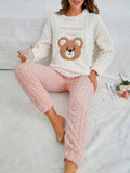 Pigiama caldo e spesso per autunno e inverno, in velluto, a maniche lunghe, con pantaloni in flanella e top a forma di orso. Set di indumenti da notte invernali.