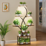 A Single Indoor Plant Stand with a Growth Light, an 8-Tier Tall Corner Storage Rack, a 157.7Cm Multifunctional Metal Display Shelf Suitable for Plants, Books, And Ornaments, a Curved Design Shelving Unit Ideal for Living Room