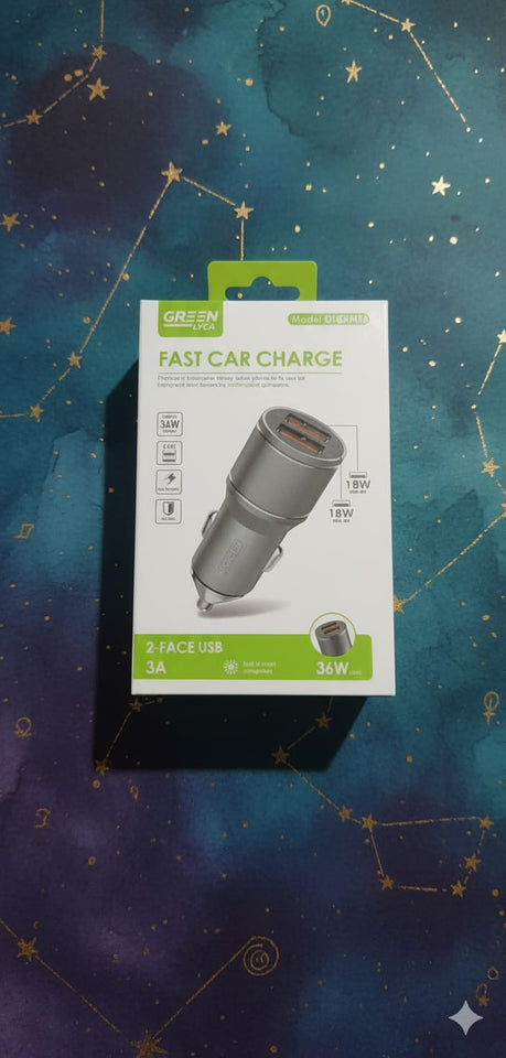 Caricabatterie rapido per auto Green Lion Dual Port QC 3.0 con potenza totale di 36 W (18 W per porta USB-A)