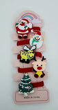 Set di 5 elastici per capelli natalizi | Fasce per capelli con ciondoli in silicone per le feste per bambine e bambini | Babbo Natale, pinguino, pupazzo di neve