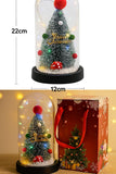 Decorazione Natalizia con Luci LED a Batteria – Albero di Natale in Cupola Vetro – Regalo Festivo con Sacchetto – 22x12cm