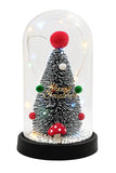 Decorazione Natalizia con Luci LED a Batteria – Albero di Natale in Cupola Vetro – Regalo Festivo con Sacchetto – 22x12cm