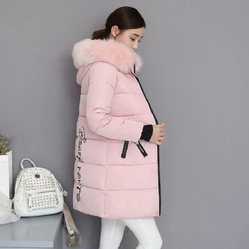 New Parka Women 2022 Winter Jacket Women Coat Hooded Outwear Female Parka Thick Waem Cotton Padded Fur collar Winter Basic Coats