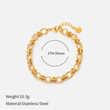 Bracciale con ciondolo a catena spessa multistrato Figaro in acciaio inossidabile, motivo geometrico, stile hip-hop europeo e americano, con chiusura OT