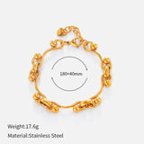 Bracciale con ciondolo a catena spessa multistrato Figaro in acciaio inossidabile, motivo geometrico, stile hip-hop europeo e americano, con chiusura OT