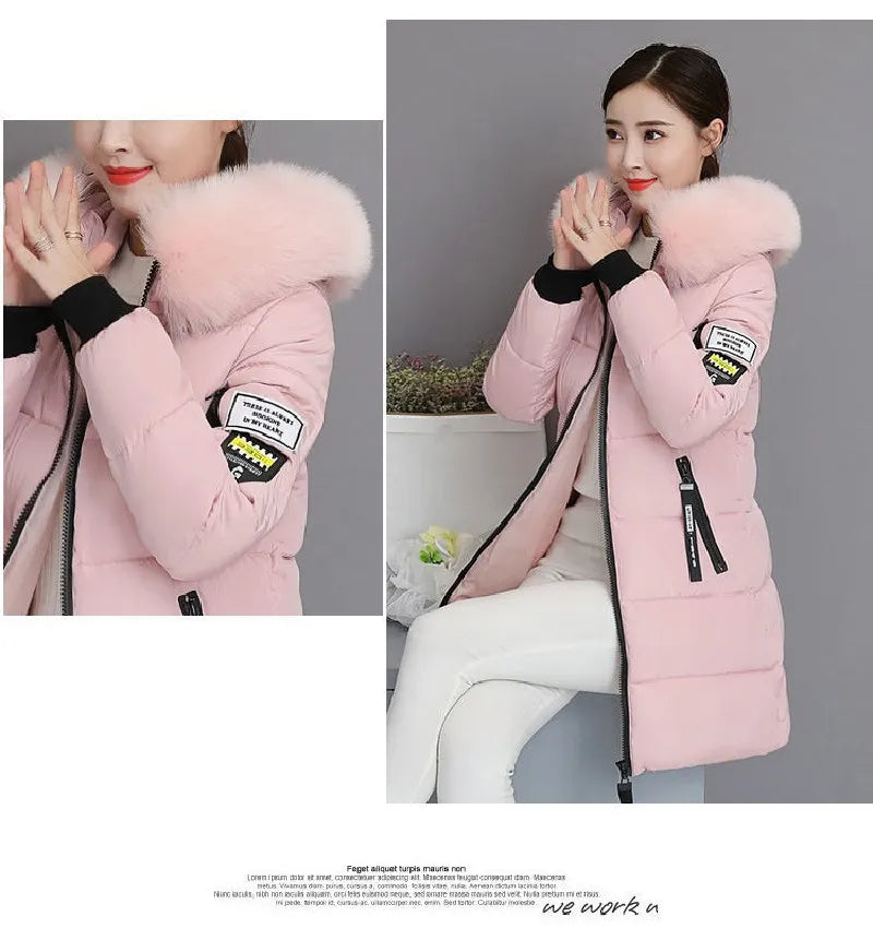 New Parka Women 2022 Winter Jacket Women Coat Hooded Outwear Female Parka Thick Waem Cotton Padded Fur collar Winter Basic Coats