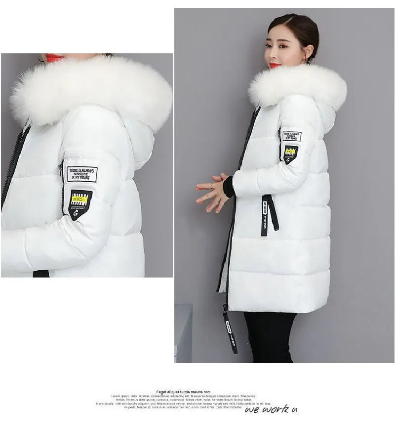 New Parka Women 2022 Winter Jacket Women Coat Hooded Outwear Female Parka Thick Waem Cotton Padded Fur collar Winter Basic Coats