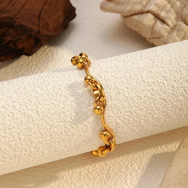 Bracciale con ciondolo a catena spessa multistrato Figaro in acciaio inossidabile, motivo geometrico, stile hip-hop europeo e americano, con chiusura OT