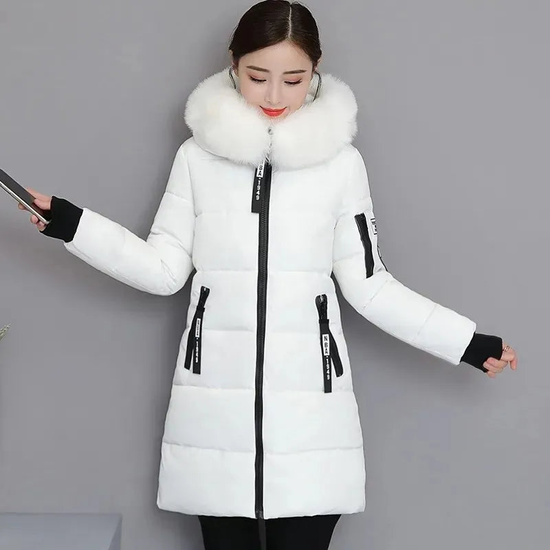 New Parka Women 2022 Winter Jacket Women Coat Hooded Outwear Female Parka Thick Waem Cotton Padded Fur collar Winter Basic Coats
