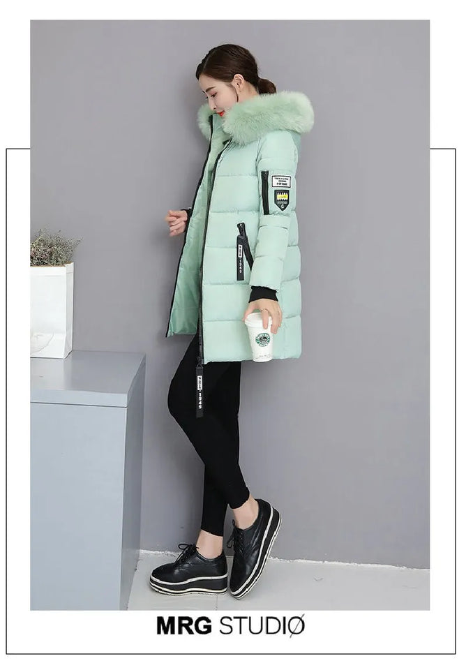 New Parka Women 2022 Winter Jacket Women Coat Hooded Outwear Female Parka Thick Waem Cotton Padded Fur collar Winter Basic Coats