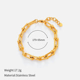 Bracciale con ciondolo a catena spessa multistrato Figaro in acciaio inossidabile, motivo geometrico, stile hip-hop europeo e americano, con chiusura OT