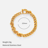 Bracciale con ciondolo a catena spessa multistrato Figaro in acciaio inossidabile, motivo geometrico, stile hip-hop europeo e americano, con chiusura OT