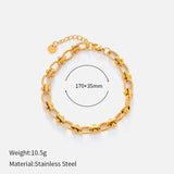 Bracciale con ciondolo a catena spessa multistrato Figaro in acciaio inossidabile, motivo geometrico, stile hip-hop europeo e americano, con chiusura OT