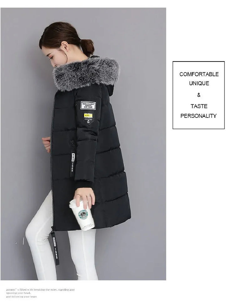 New Parka Women 2022 Winter Jacket Women Coat Hooded Outwear Female Parka Thick Waem Cotton Padded Fur collar Winter Basic Coats