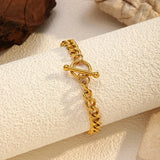 Bracciale con ciondolo a catena spessa multistrato Figaro in acciaio inossidabile, motivo geometrico, stile hip-hop europeo e americano, con chiusura OT