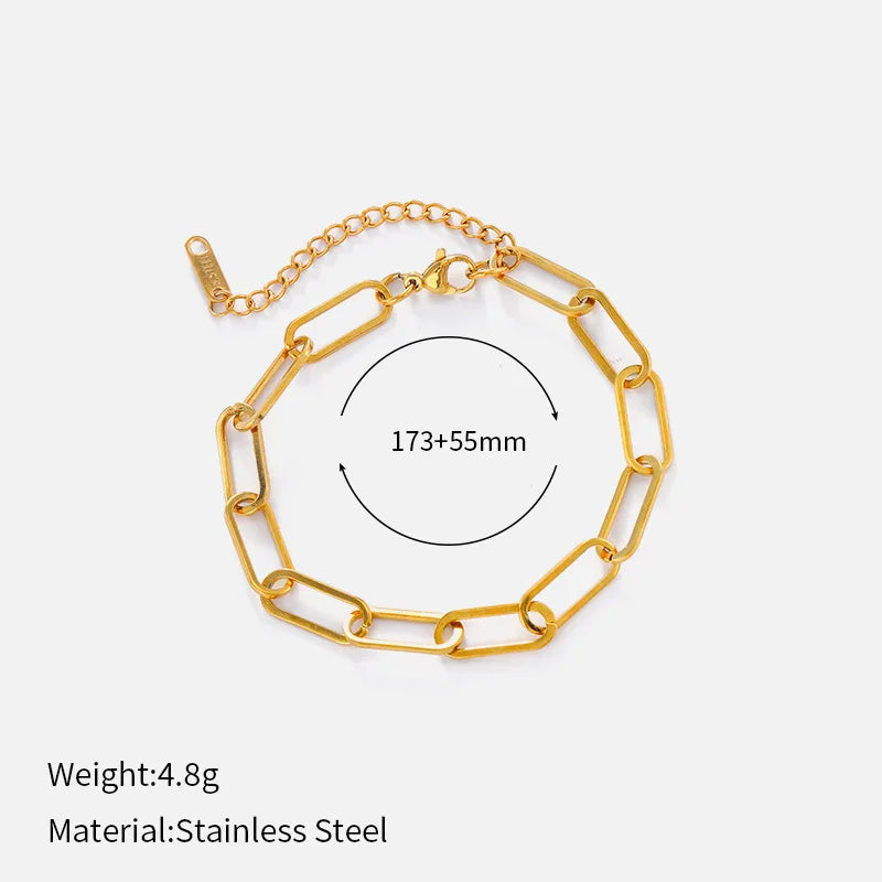 Bracciale con ciondolo a catena spessa multistrato Figaro in acciaio inossidabile, motivo geometrico, stile hip-hop europeo e americano, con chiusura OT