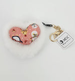 Pelliccia sintetica/soffice, portachiavi, Natale/Festività, cuore, Babbo Natale/pupazzo di neve