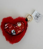 Pelliccia sintetica/soffice, portachiavi, Natale/Festività, cuore, Babbo Natale/pupazzo di neve