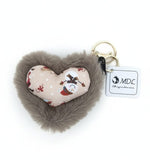 Pelliccia sintetica/soffice, portachiavi, Natale/Festività, cuore, Babbo Natale/pupazzo di neve