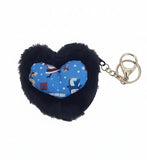 Pelliccia sintetica/soffice, portachiavi, Natale/Festività, cuore, Babbo Natale/pupazzo di neve