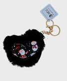 Pelliccia sintetica/soffice, portachiavi, Natale/Festività, cuore, Babbo Natale/pupazzo di neve