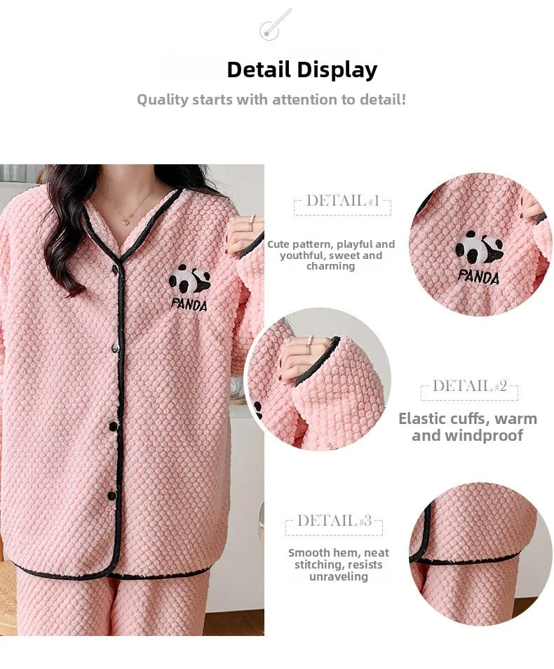 Camicia da notte premaman in flanella spessa, stile autunno inverno, cardigan per l'allattamento, manica lunga, pantaloni lunghi, calda camicia da notte per l'allattamento