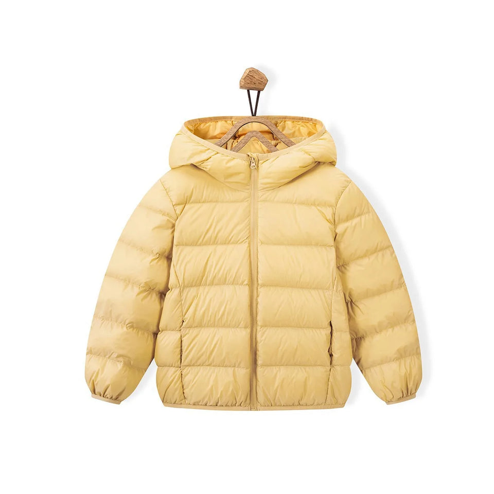 Fall and Winter Children's Light Paragraph down Jacket Children's Jacket New Boys and Girls Big Boy Hooded White Duck down Jacke