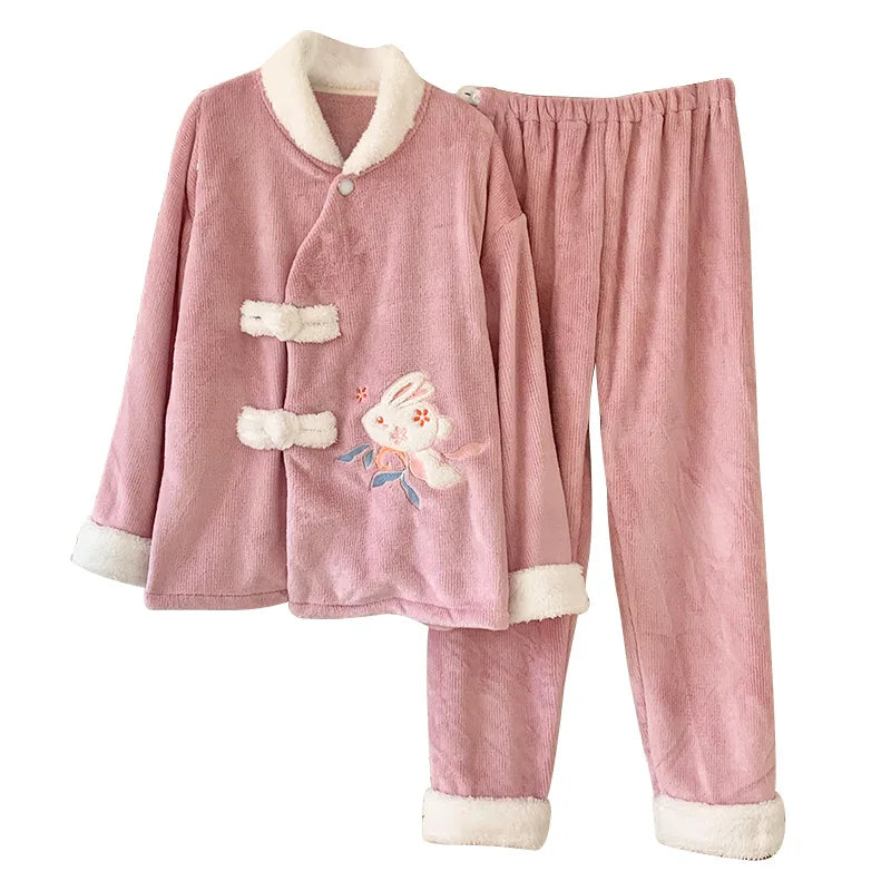 Completo post-parto in flanella spessa, autunno inverno, nuovo stile, camicia da notte premaman, vestiti caldi per l'allattamento, maniche lunghe, pantaloni lunghi