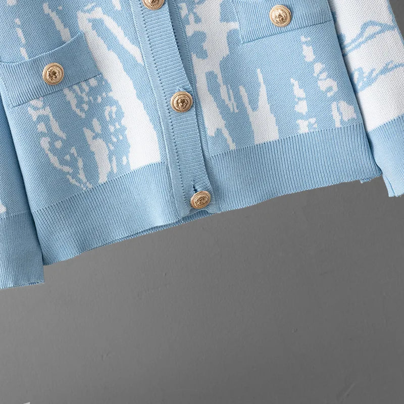 SINGREINY Set da 2 pezzi da donna in maglia jacquard invernale con monopetto e pantaloni lunghi a gamba larga, casual e sportivi