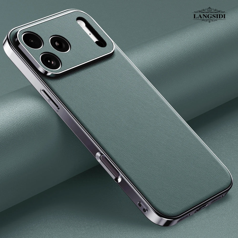 Custodia in pelle di lusso per iPhone 17 16 15 14 Pro Max Air 17Pro 16Pro con protezione completa dell'obiettivo e cover posteriore