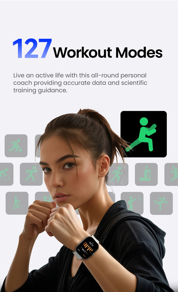 HAYLOU Watch S6 Smartwatch con display HD da 2,01", Bluetooth, chiamate vocali, IP68, impermeabile, monitoraggio del fitness