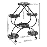 Supporto per piante in vaso 73x28x80cm, 6 vassoi, portavasi in ferro, portavasi nero, adatto a case, uffici, negozi,