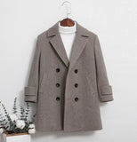 Kids Boy's Autumn Winter Quilted Wool Coat Mid Weight Trench Coat British Style Warmth Cold Resistance