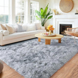 Tappeto lungo in peluche per soggiorno, divano, area tappeti, moderno, ultra morbido, soffice, tappetino da pavimento per camera da letto per bambini, tappetini da comodino, arredamento per la casa, grigio