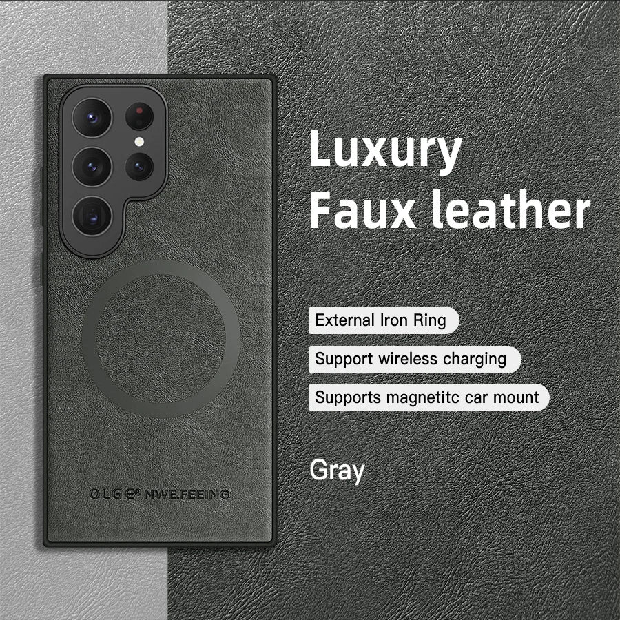 Custodia di lusso per Samsung Galaxy S24 S23 S22 Ultra Custodia in pelle e silicone per Samsung Galaxy S20 Plus S21 FE Custodia per telefono S25