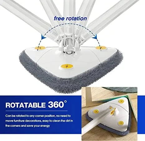 UNTIOR Telescopic Triangle Mop 360° Rotatable Spin Cleaning Mop Squeeze Wet and Dry Use Water Absorption Home Floor Tools