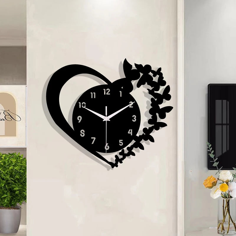 Heart shaped frameless design acrylic silent clock living room bedroom home decoration Mother's Day New Year Easter gift