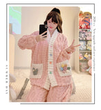 Cardigan lungo invernale da donna con motivo floreale ritagliato, comodo pigiama da casa, taglie forti, scollo a V, manica lunga