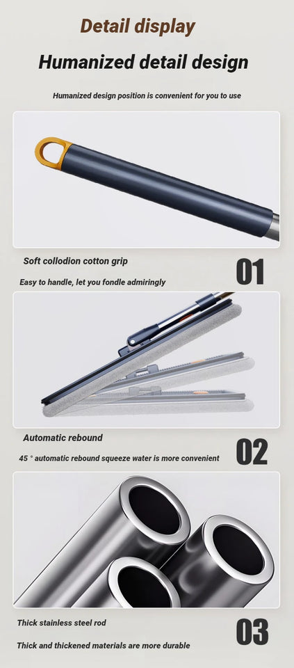 JOYBOS Spin Hand Free Flat Barrel 33cm Mop With Bucket 360 Complete Cleaning System With Dual Chamber Washable Floor House Mops